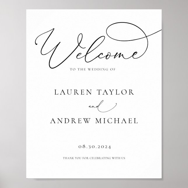 Black and White Minimalist Welcome to Our Wedding Poster (Front)