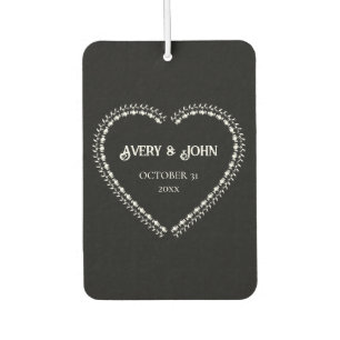 Black and White Minimalistic Gothic Wedding Car Air Freshener