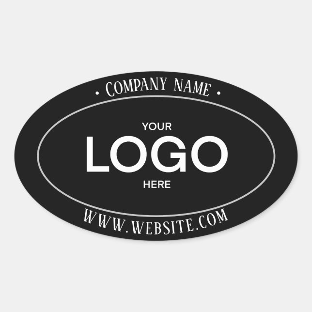 Black and white minimalistic modern logo oval sticker (Front)