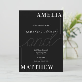 Black and White Minimalistic Rehersal Invitaton Invitation