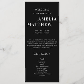 Black and White Minimalistic Wedding Program