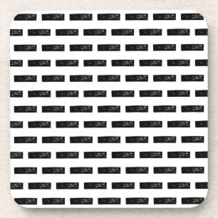 Black and White "Minus" Math Symbol Lino Cut Coaster