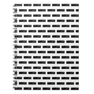 Black and White "Minus" Math Symbol Lino Cut Notebook