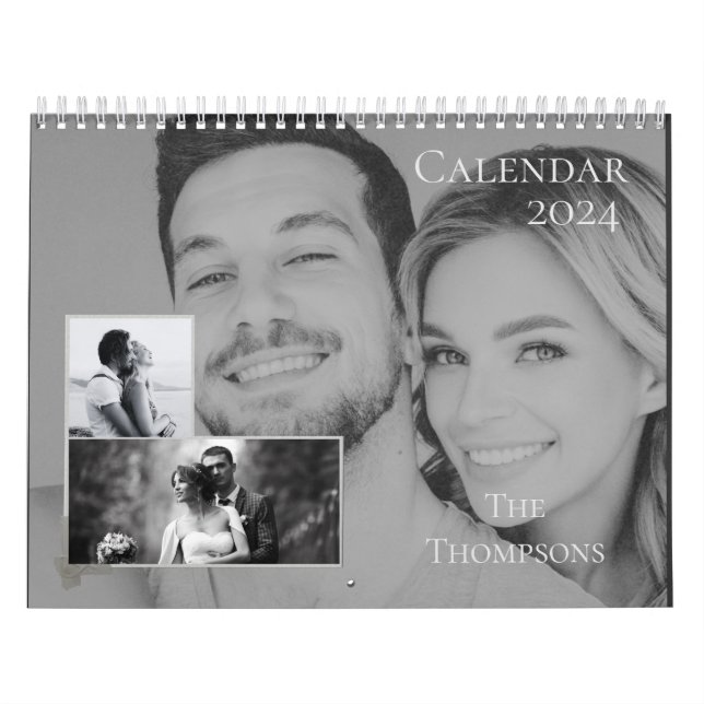 Black And White Modern 2 Photo 2024 Calendar (Cover)