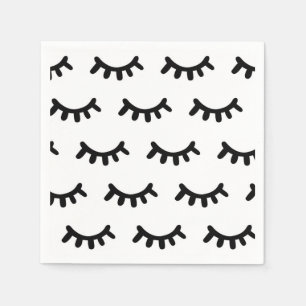Black and white modern abstract cute eyes pattern  napkin