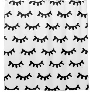 Black and white modern abstract cute eyes pattern shower curtain
