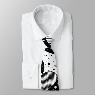 Black And White Modern Abstract Geometric Art Tie