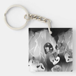 Black And White Modern Abstract Key Ring