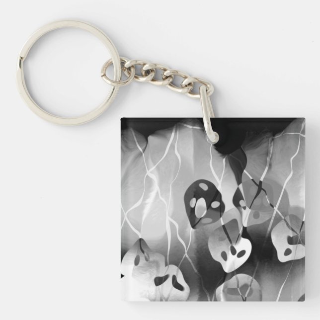 Black And White Modern Abstract   Key Ring (Front)