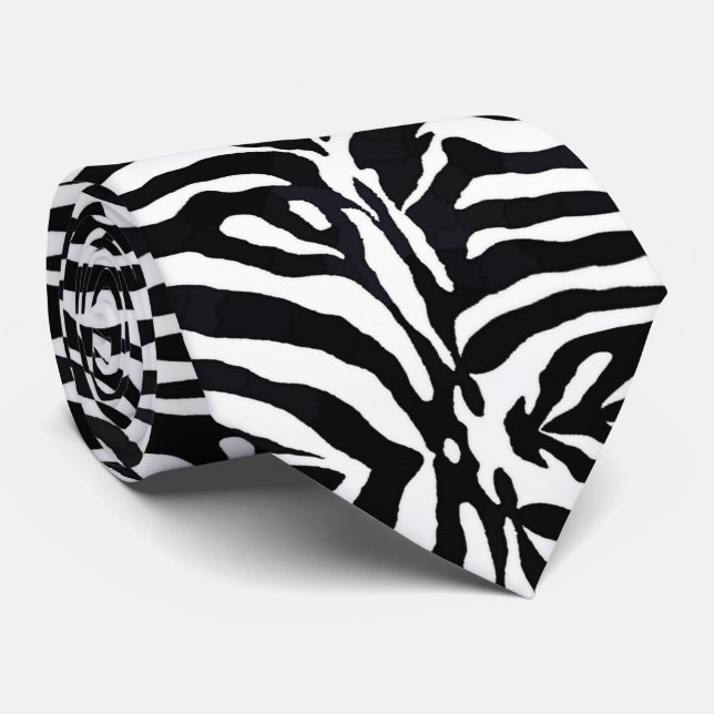 Black and White Modern Abstract  Tie (Rolled)