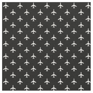 Black and White Modern Aeroplanes Pilot Fabric