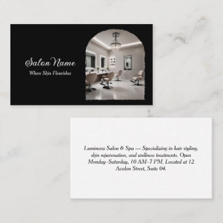 Black and White Modern Arch Salon Spa Business Card
