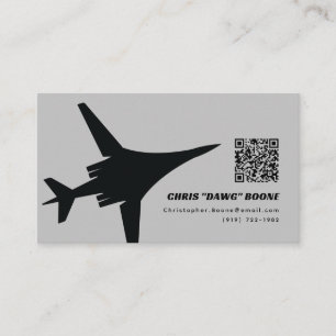Black and White Modern B-1 Bomber Business Card