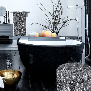 BLACK AND WHITE MODERN BAROQUE ORNAMENTAL BATH TO BATH TOWEL SET