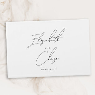 Black and White Modern Calligraphy Names Wedding Guest Book