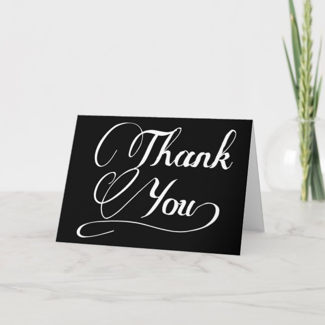 Black and White Modern Calligraphy Thank You Card (Front)