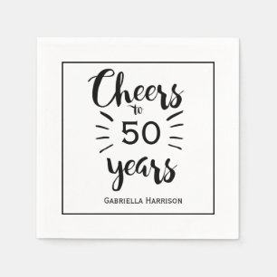 Black and White Modern Cheers to 50 Years Napkin
