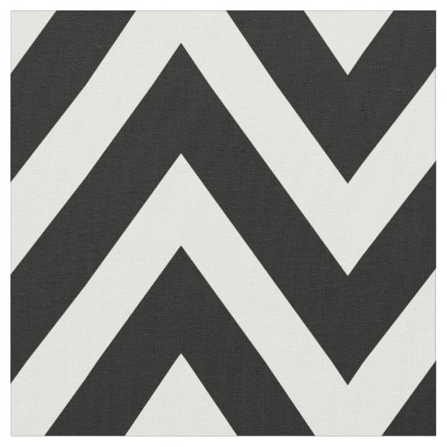 Black and White Modern Chevron Large Scale Fabric (Close Up)