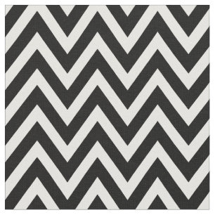 Black and White Modern Chevron Stripes Fabric