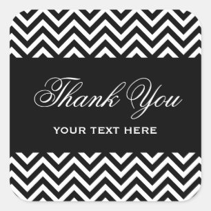 Black and White Modern Chevron Stripes Square Sticker