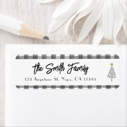Black And White Modern Christmas Customisable Return Address Label
