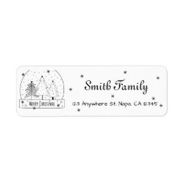 Black And White Modern Christmas Customisable Return Address Label