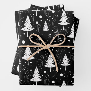 Black and White Modern Christmas Wrapping Paper Sheet