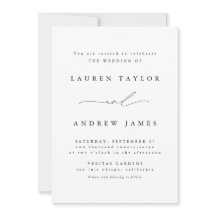 Black and White Modern Classic Wedding Invitation