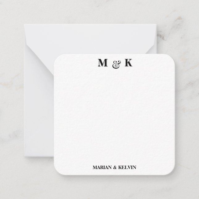 Black and White Modern Couples Monogram Initials  Card (Front)