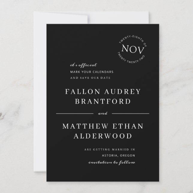 Black and White Modern Date Seal Save the Date (Front)