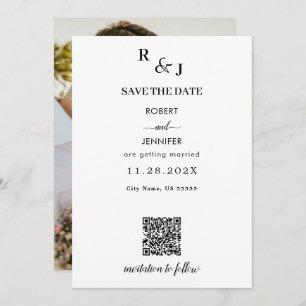 Black and White Modern Elegance Photo Wedding  Save The Date