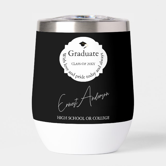 Black and White Modern Elegant Graduate Graduation (Front)