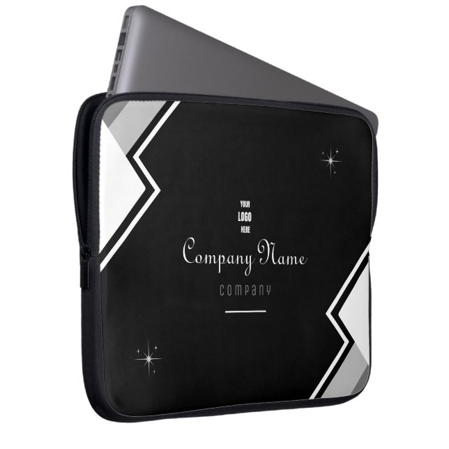Black And White Modern Elegant Personalised  Lapto Laptop Sleeve (Front Right)