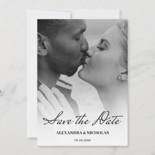 Black and White Modern Elegant Photo Save The Date
