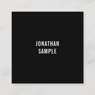 Black And White Modern Elegant Simple Trendy Plain Square Business Card