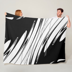Black and White Modern Fleece Blanket