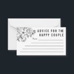 Black and white modern floral marriage advice card<br><div class="desc">A modern floral design in a monochrome colour palette consisting of poppies and roses drawn in black on a white background. The idea is that you place these cards on the tables at your reception or leave them on a table for your guests to fill out during the ceremony as...</div>