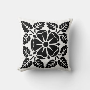 Black and White Modern Floral Pattern Pillow