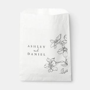Black and White Modern Floral Wedding Favour Bag