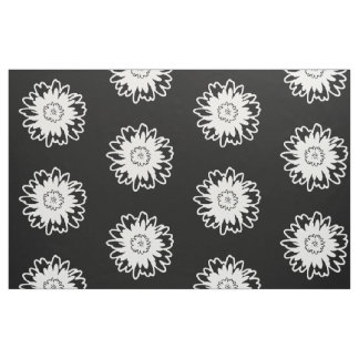 Black and White Modern Flower Fabric