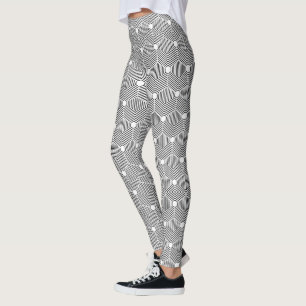 Black and white modern geometric pattern leggings