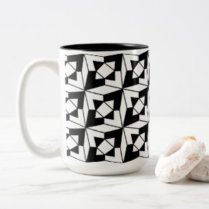 Black and White Modern Geometric Two-Tone Coffee Mug
