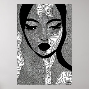 Black and white modern girl poster