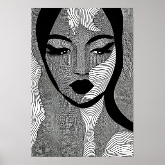 Black and white modern girl poster