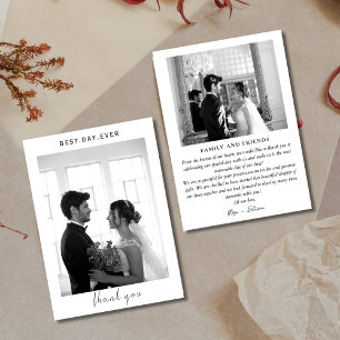 Black and white modern handwriting wedding  thank you card