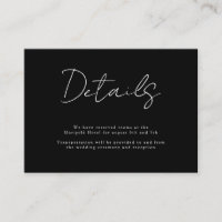 Black and White Modern Handwritten Wedding Details