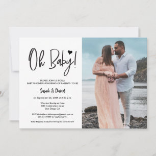Black and White Modern Heart Custom Photo Invitation