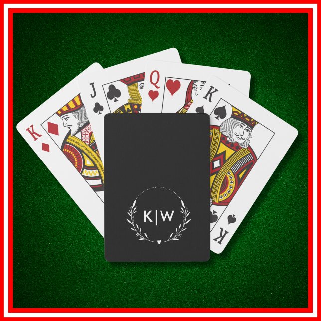 Black and White | Modern Initials Monogram  Playing Cards (Creator Uploaded)