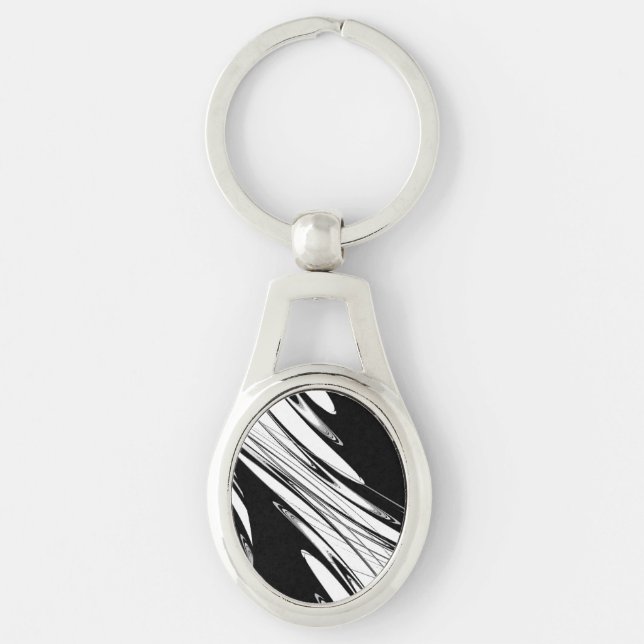 Black and White Modern Key Ring (Front)