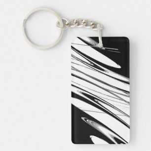 Black and White Modern Key Ring